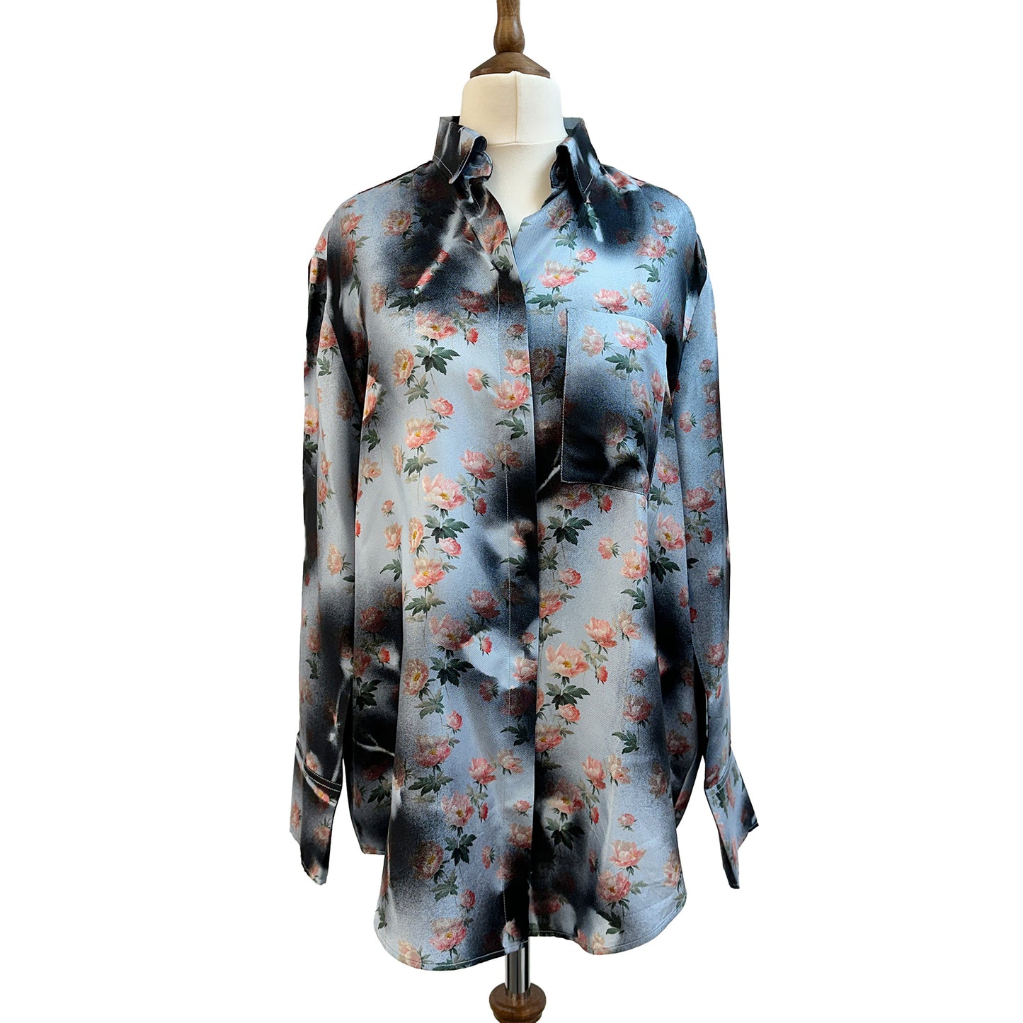 Acne Studios Silk Burnt Flower Pattern Button Up Shirt