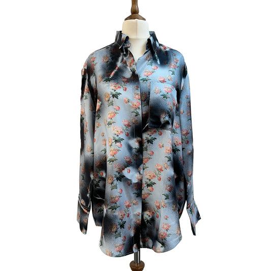 Acne Studios Silk Burnt Flower Pattern Button Up Shirt