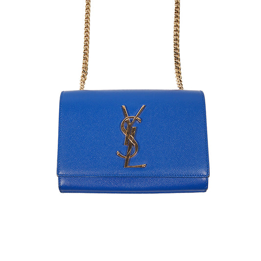 Yves Saint Laurent Blue Leather Kate Flap Chain Shoulder Bag