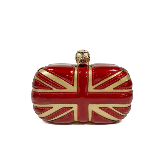 Alexander McQueen Jeweled Skull Union Jack Clutch Purse Bag