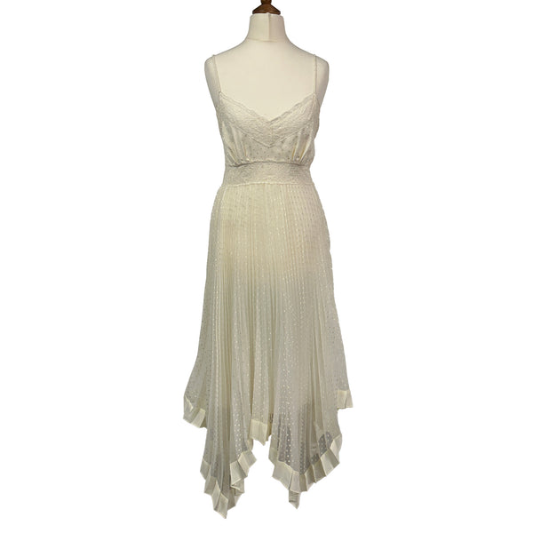 Zimmermann Ivory White Lace-Trim Chiffon Pleated Espionage Bunboo London Zimmermann Ivory White Lace-Trim Chiffon Pleated Espionage Bunboo London