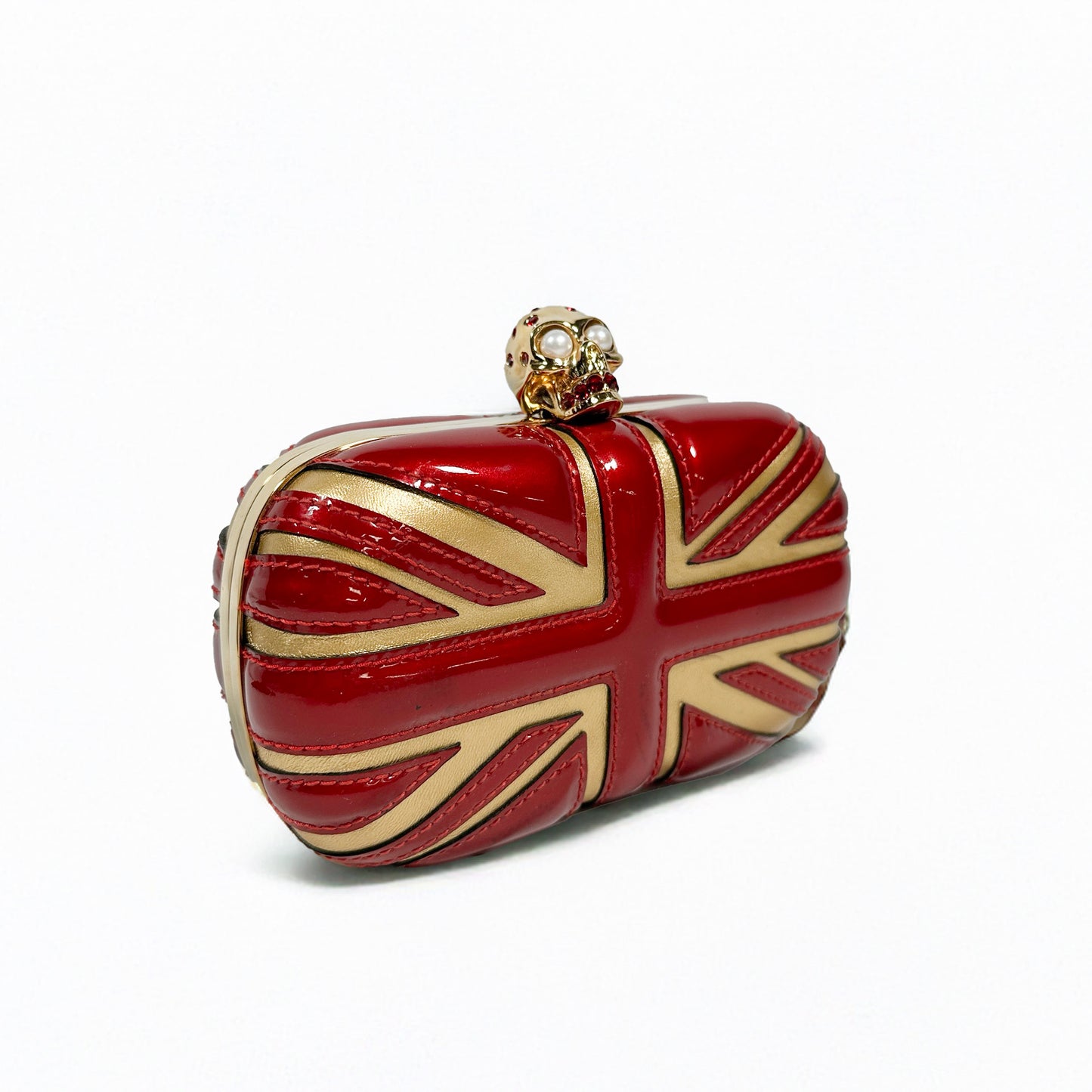 Alexander McQueen Jeweled Skull Union Jack Clutch Purse Bag