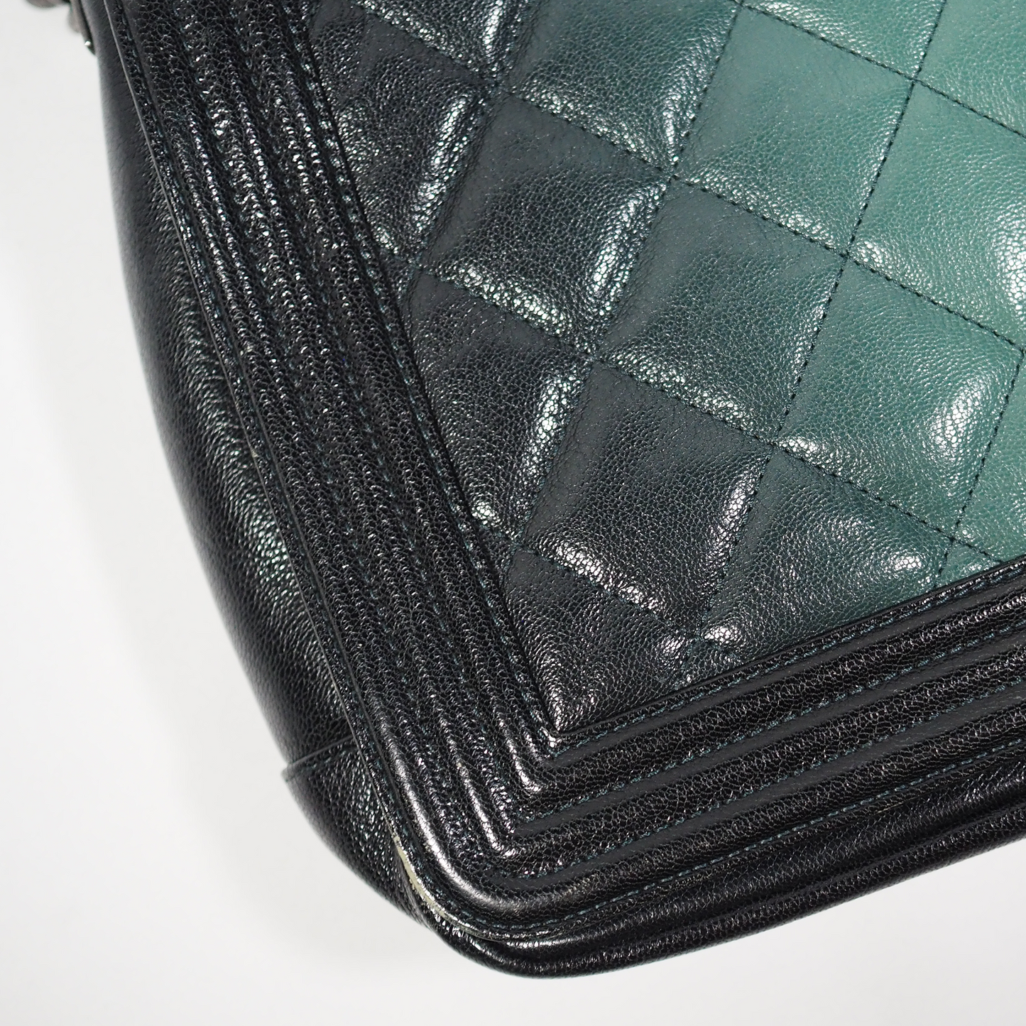Chanel Dark Green Ombre Leather Large Boy Bag