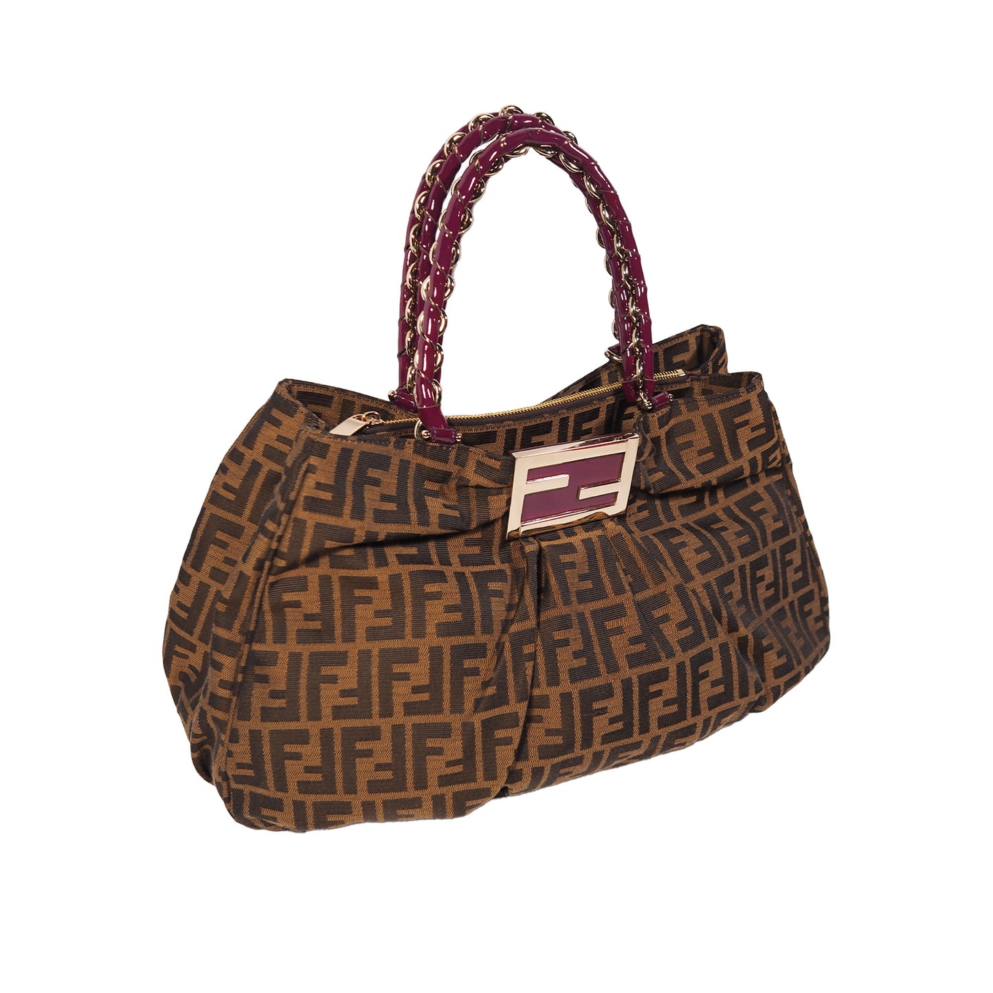 Fendi Tobacco Zucca Print Canvas Large Mia Shoulder Bag