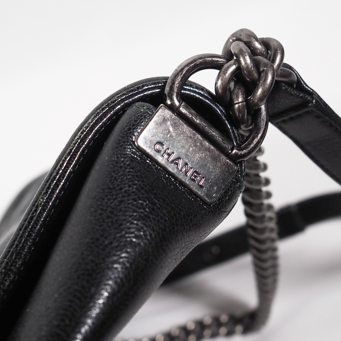 Chanel Dark Green Ombre Leather Large Boy Bag