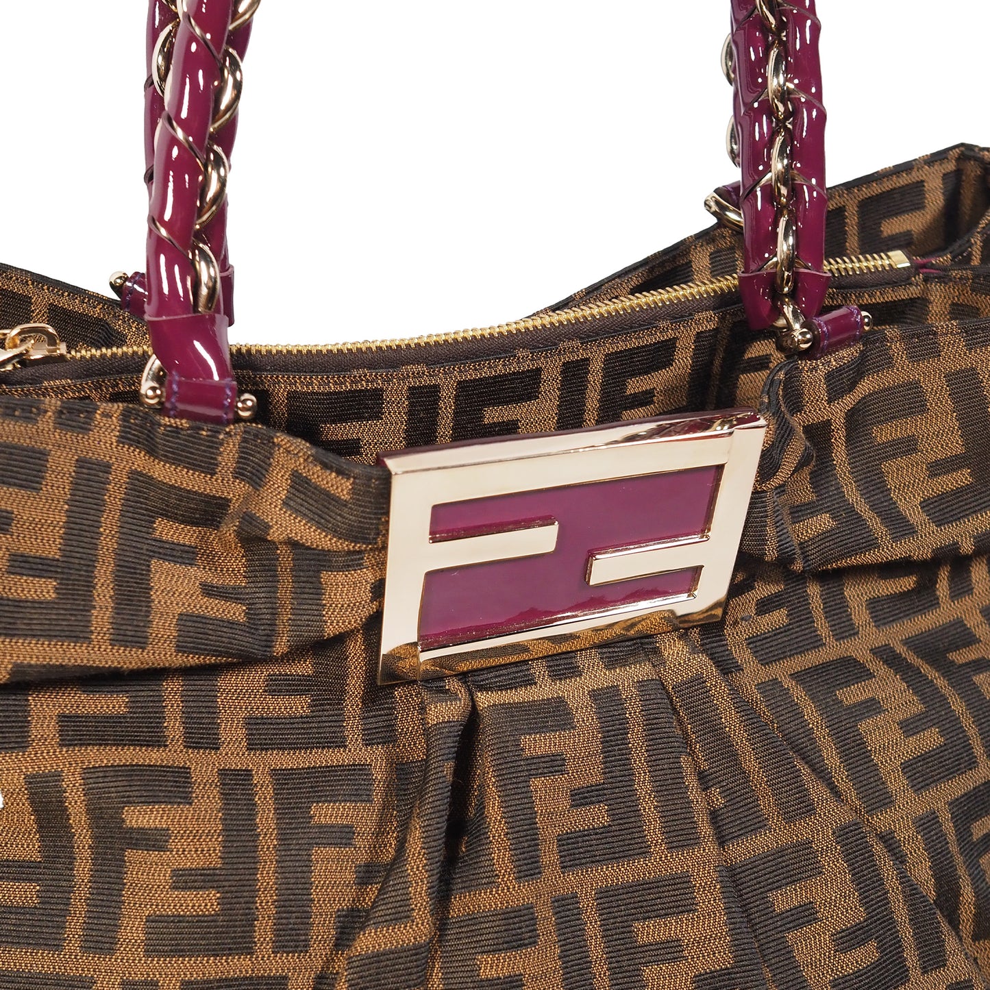 Fendi Tobacco Zucca Print Canvas Large Mia Shoulder Bag