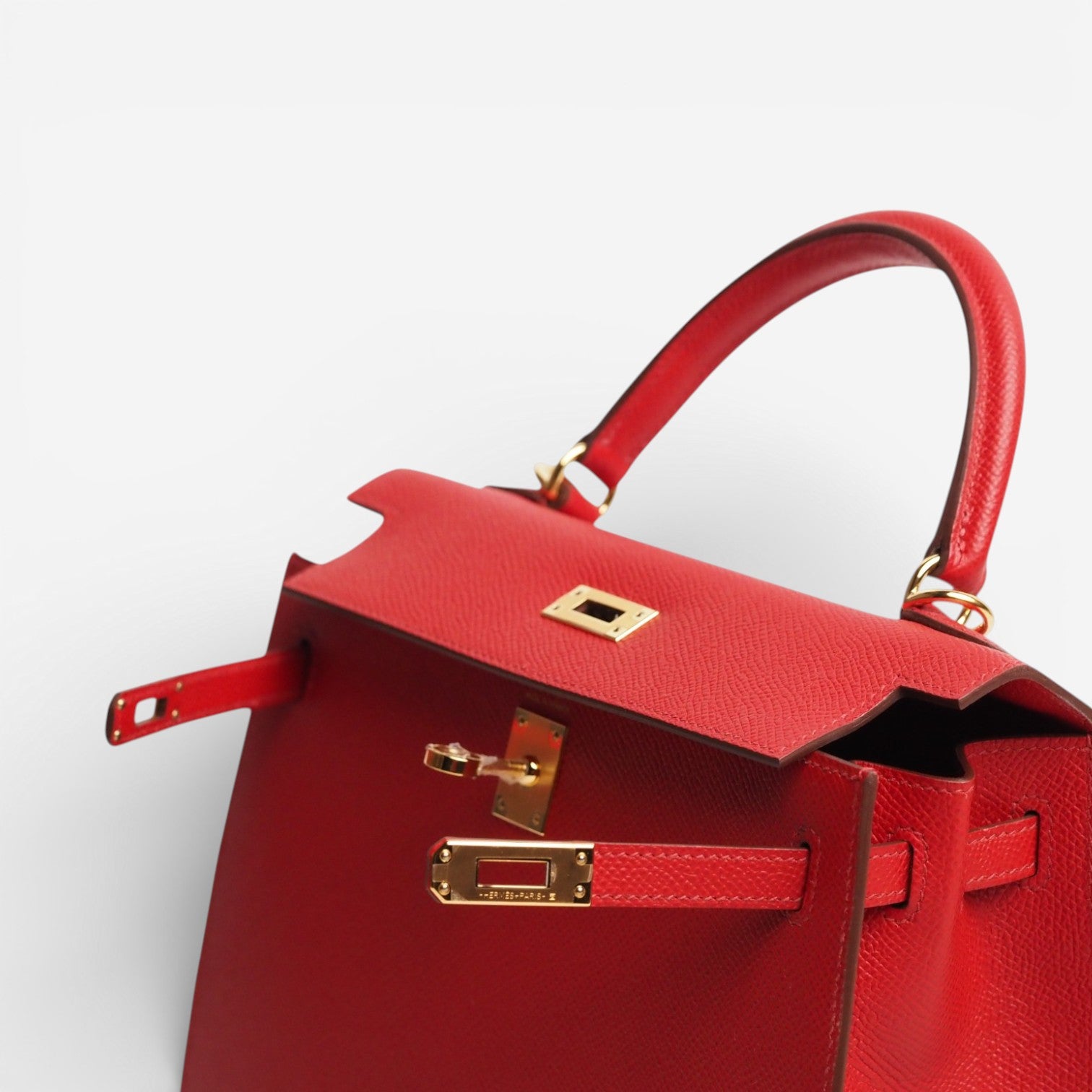 Hermès Kelly 25 Sellier Rouge Piment Epsom Gold Hardware Stamp U