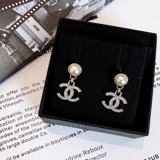 CHANEL CC Pearl Drop Earrings