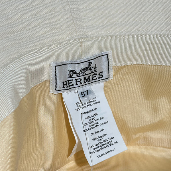 Hermès Embroidered Cotton Bucket Hat – Cream| Bunboo London display picture 3
