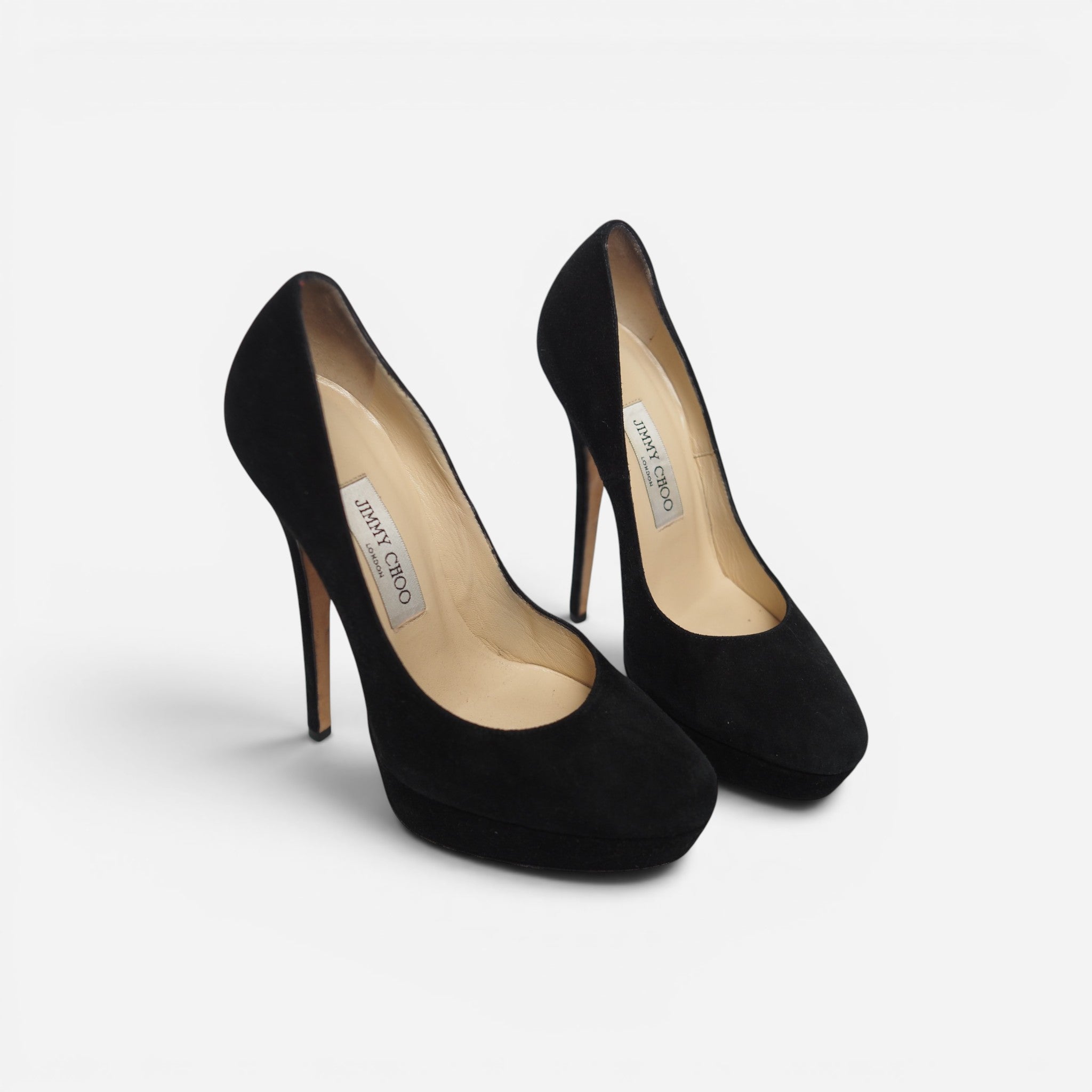 Jimmy Choo Black Suede Platform Pumps- Size EU37 – Bunboo London