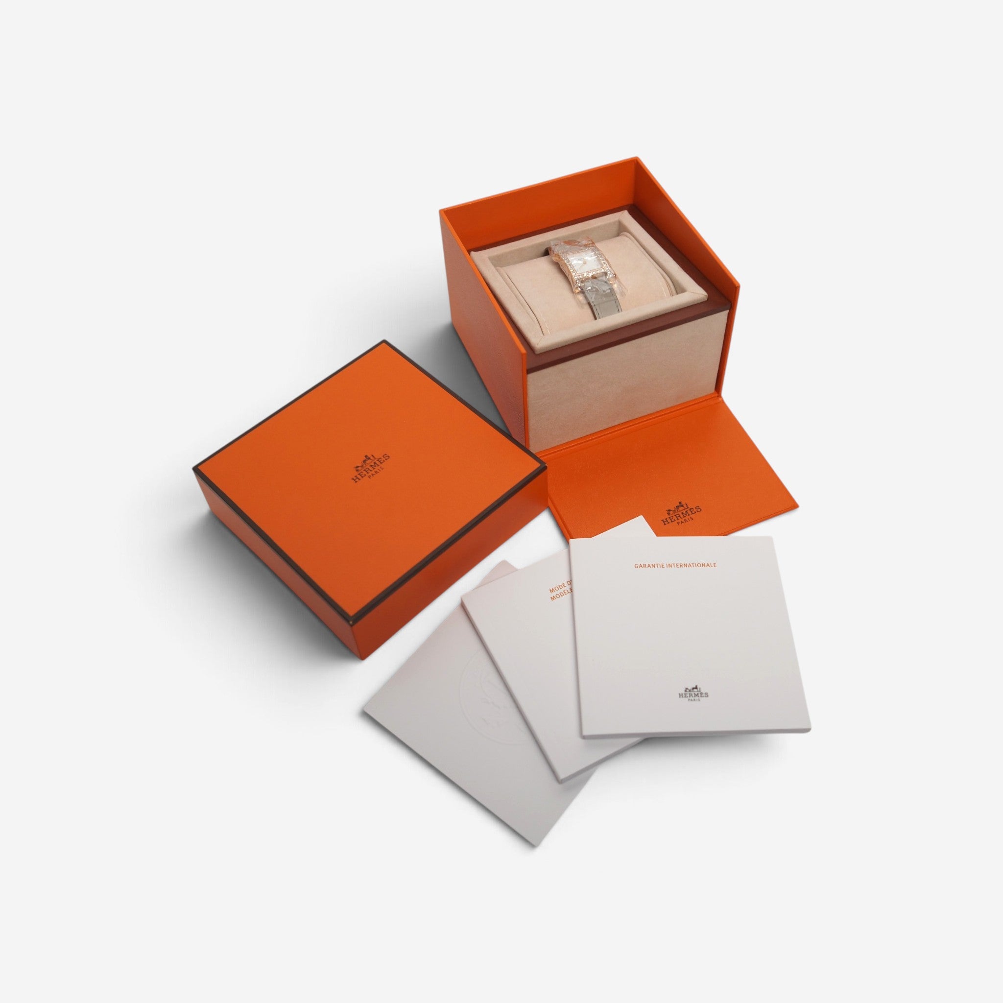 Hermès Heure H Small 25mm Diamond-Set Rose Gold Watch with Gris