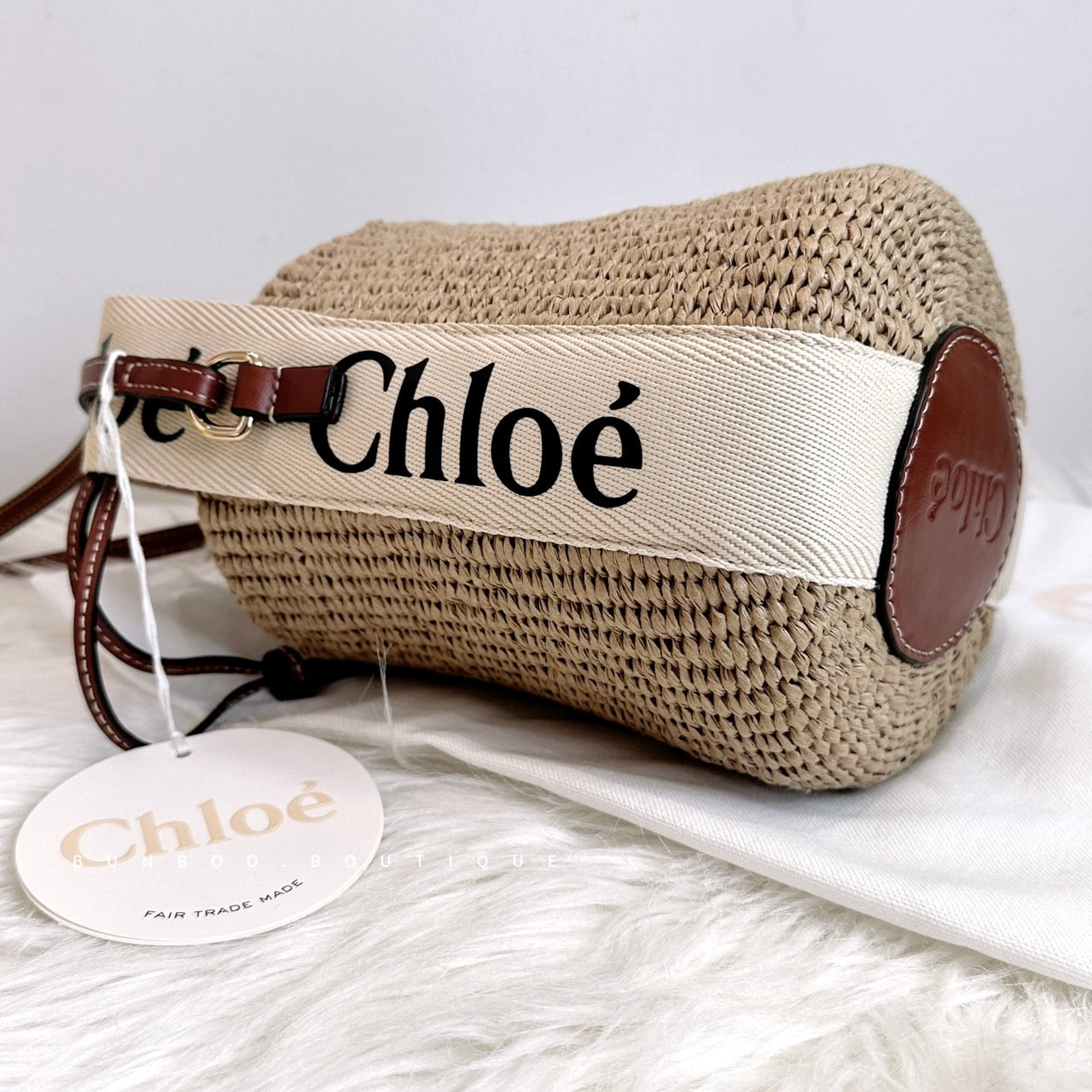 CHOLÉ Small Woody basket in natural fibers