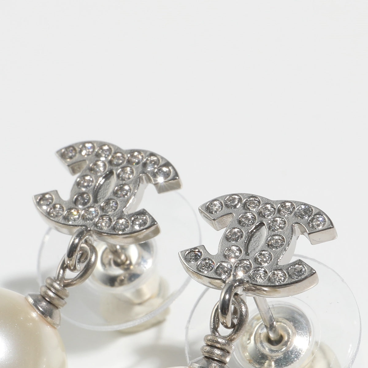 CHANEL CC Pearl Pendant Earrings