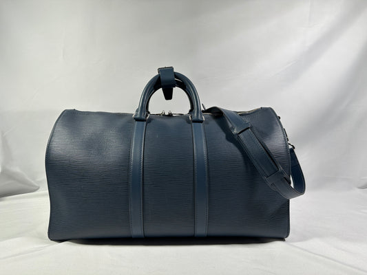 Louis Vuitton LV Keepall 45 BLUE Epi Leather handbag Travel Duffle Bag